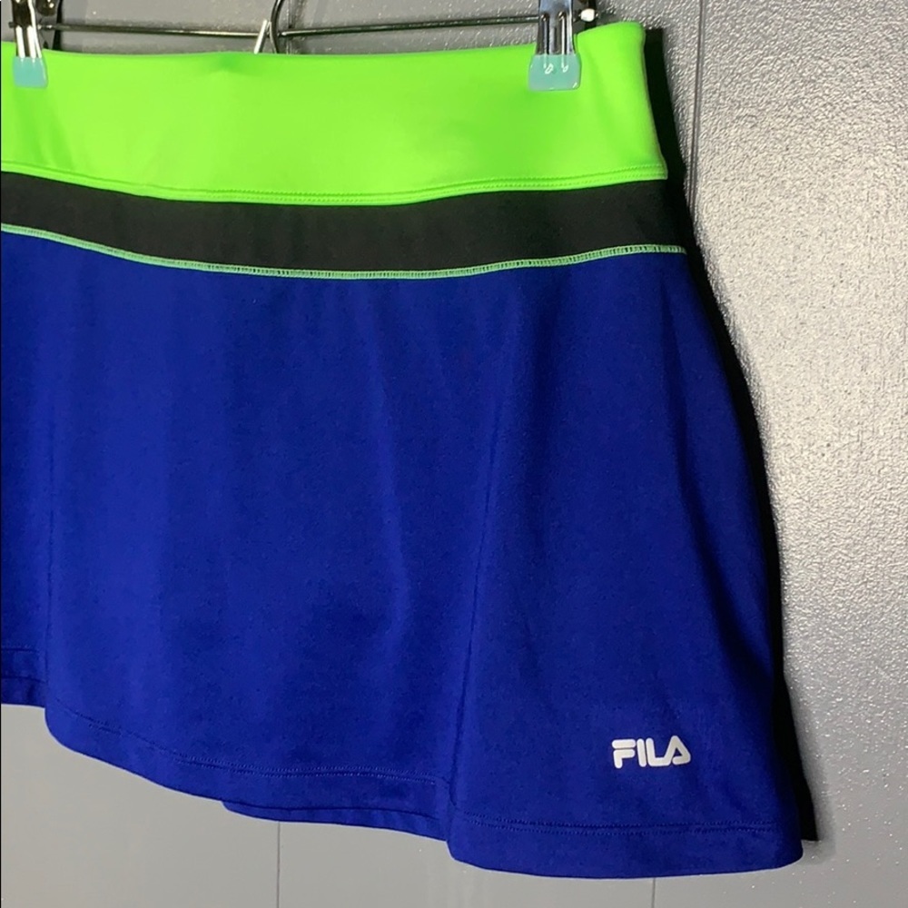 Fila Navy Green Neon Color Blocked Wicking Skort L - Picture 2 of 7